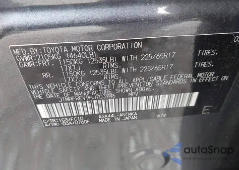 2017 Toyota Rav4 Xle z USA, uszkodzony, nr VIN JTMRFREV9HJ703746